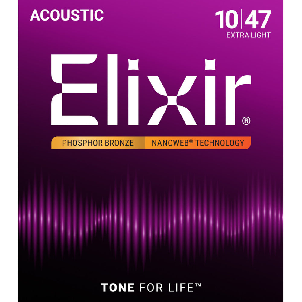 Elixir Acous Phosphor Brze NANOWEB Extra Light 010-047