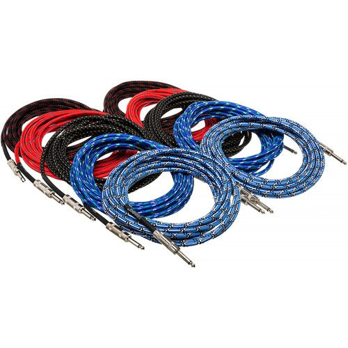 Hosa 3GT-PAK Cloth Guitar Cable S-S 18ft Asst (10pk)