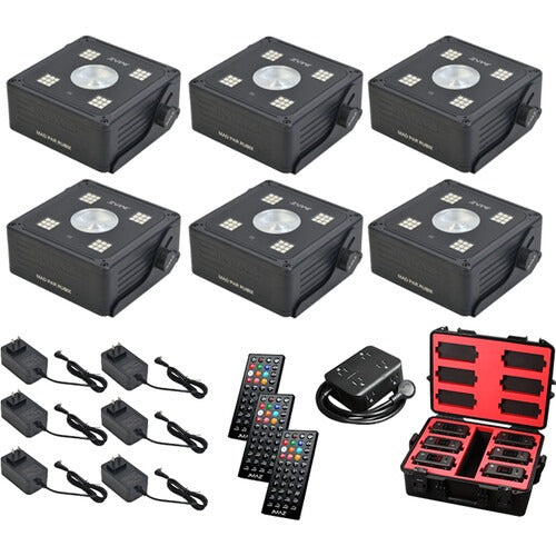 JMAZ Mad Par Rubix RGBA Battery LED Light 6-Pack