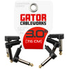 Gator GCWC-FPC3-3PK Flat Patch Cable Right Angle 3Pk 3In