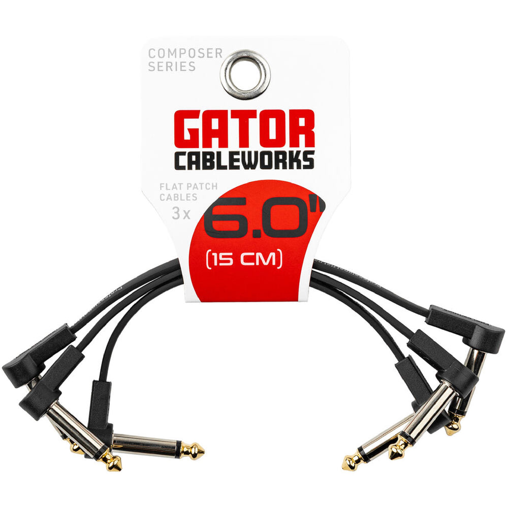 Gator GCWC-FPC6-3PK Flat Patch Cable Right Angle 3Pk 6In