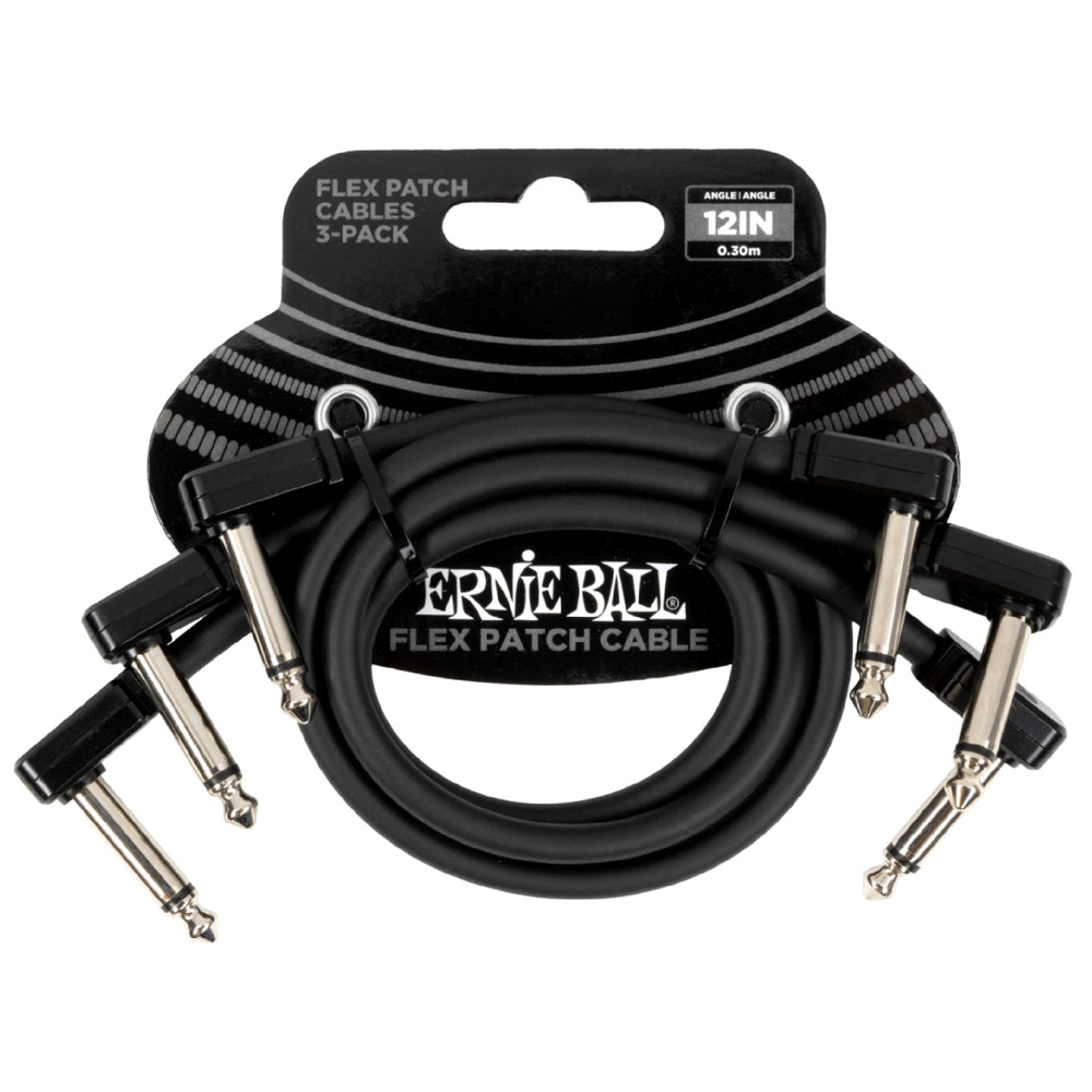 Ernie Ball 6445EB Câble patch flexible 30 cm - Noir (Lot de 3)