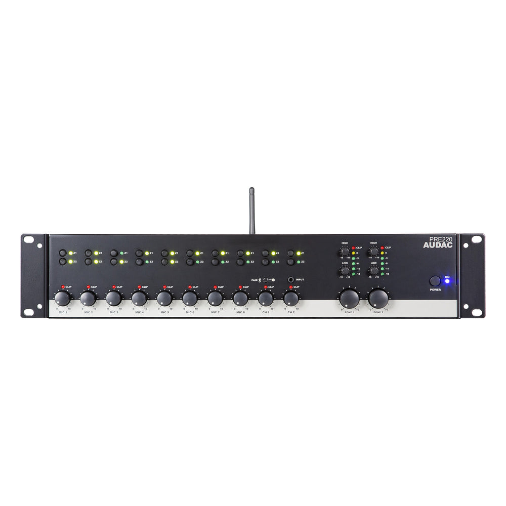 Audac PRE220 10 Channels 2 Zones Stereo Preamp Bluetooth