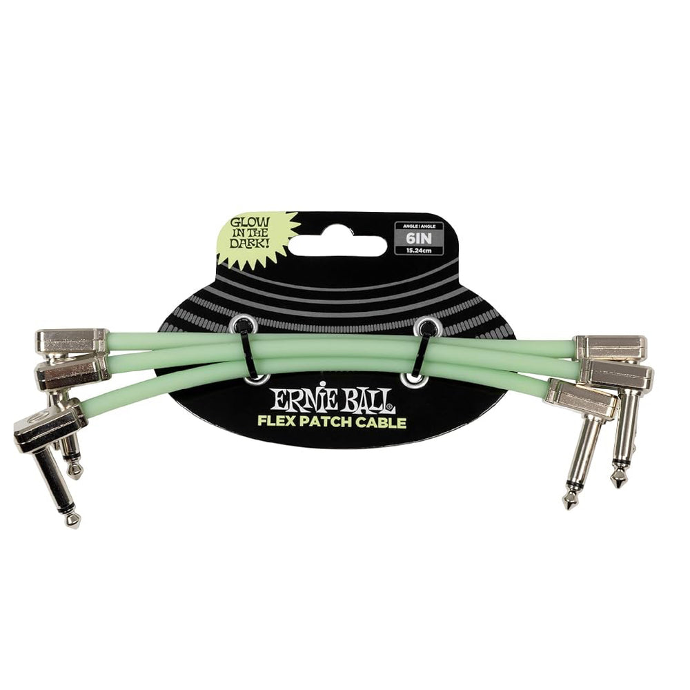 Ernie Ball EB Flex Patch Cable 6 Inch Glow In Dark (3 pack)