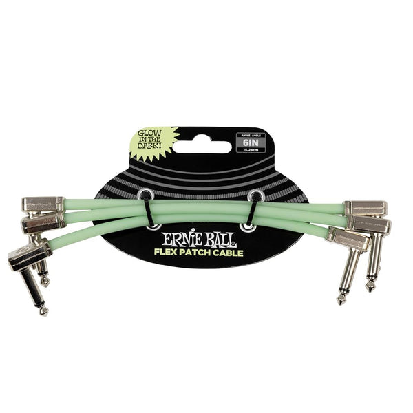 Ernie Ball EB Flex Patch Cable 6 Inch Glow In Dark (3 pack)