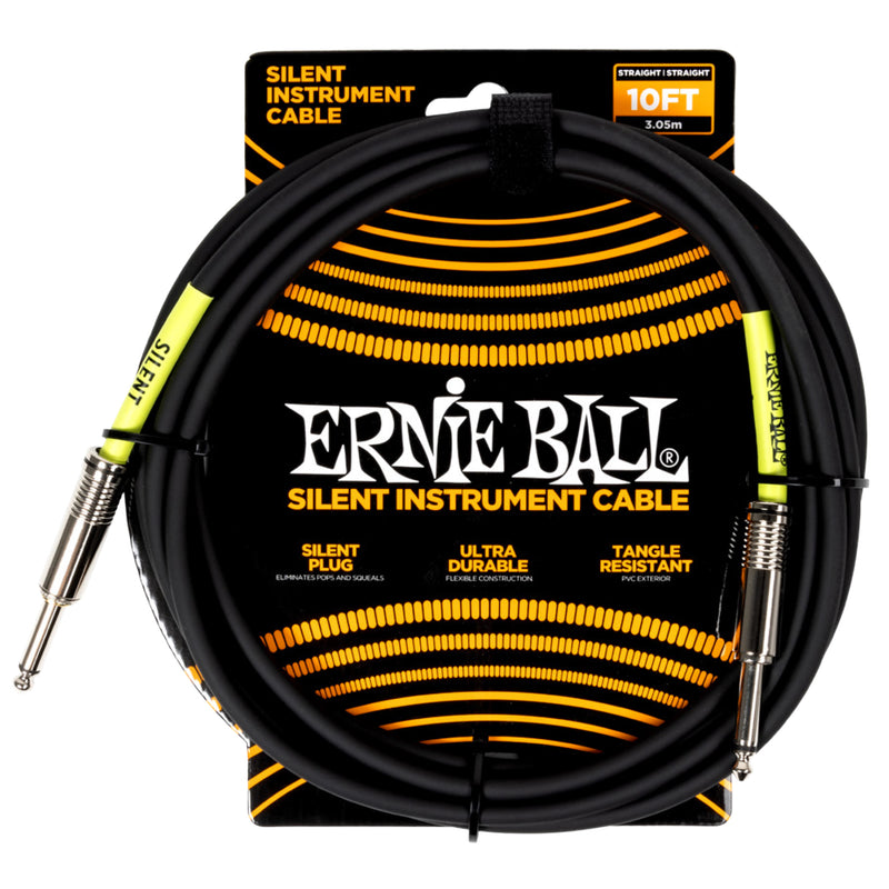 Ernie Ball 6472EB Silent Inst Cable S/S 10ft - Black