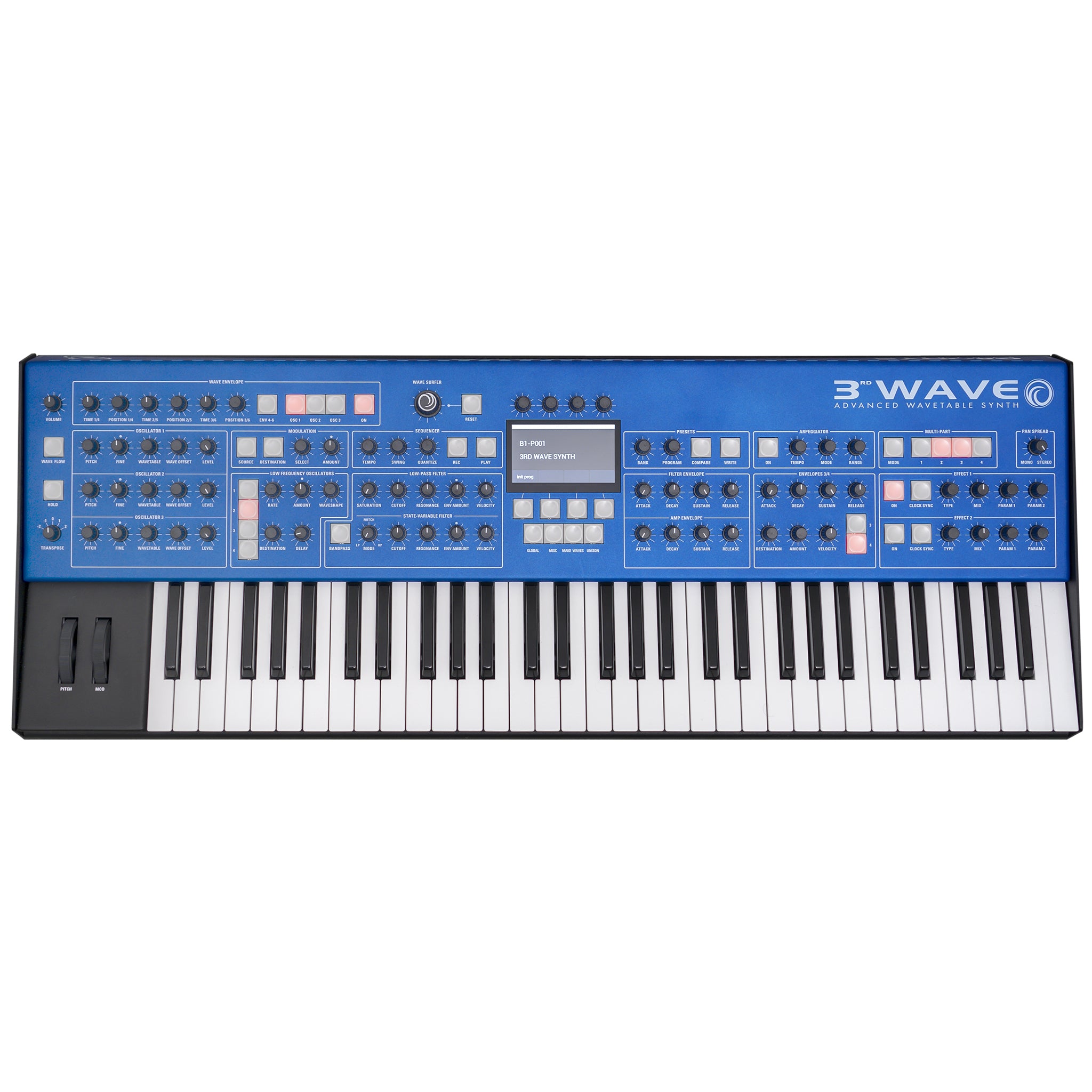 Groove Synthesis 3rd Wave 61 Key Wavetable, 24-voice polyphony, 2 Part