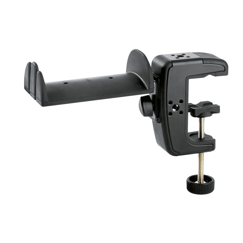 K&M 16085-Black 2-Headphone Holder with Table Clamp