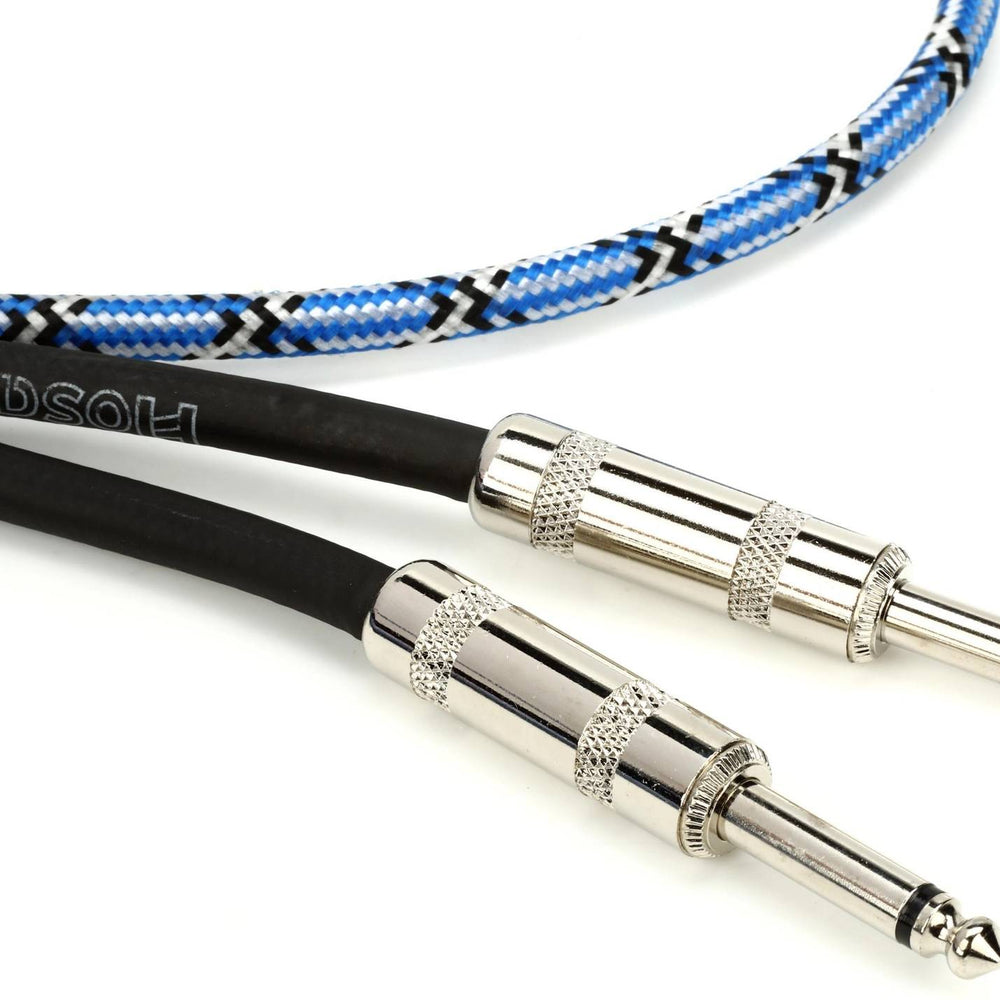 Hosa 3GT-18C1 Cloth Guitar Cable S-S 18ft Blue/White/Black