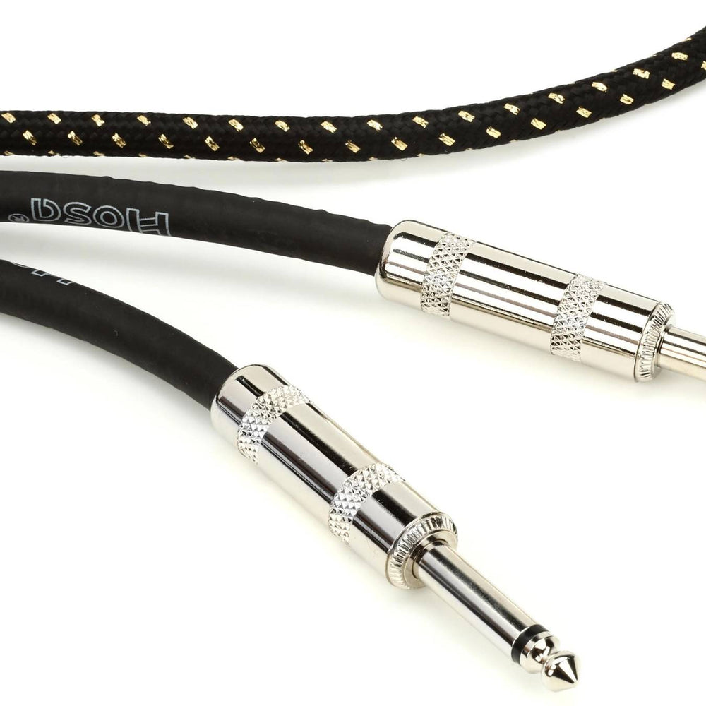 Hosa 3GT-18C4 Cloth Guitar Cable S-S 18ft Black/Gold