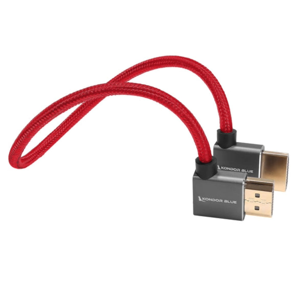 Câble HDMI Kondor Blue coudé droit vers coudé gauche 12" rouge