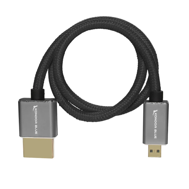 Kondor Blue Micro Hdmi To Hdmi 16" Straight Cable Black