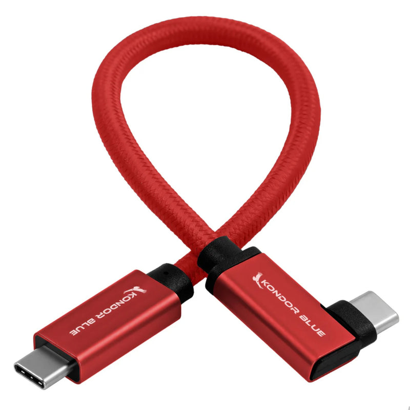 Kondor Blue Usb C To Usb C Cable Right Angle 8.5" Red
