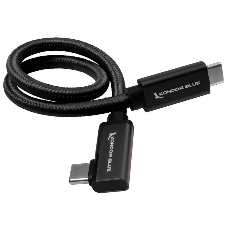 Kondor Blue Usb C To Usb C Cable Right Angle 12" Black