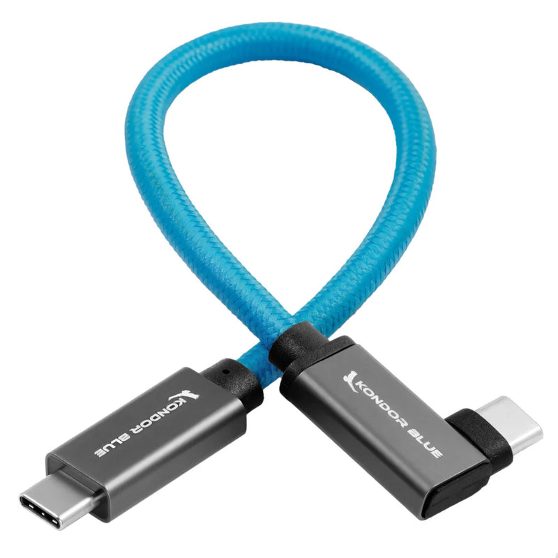 Kondor Blue Usb C To Usb C Cable Right Angle 8.5"