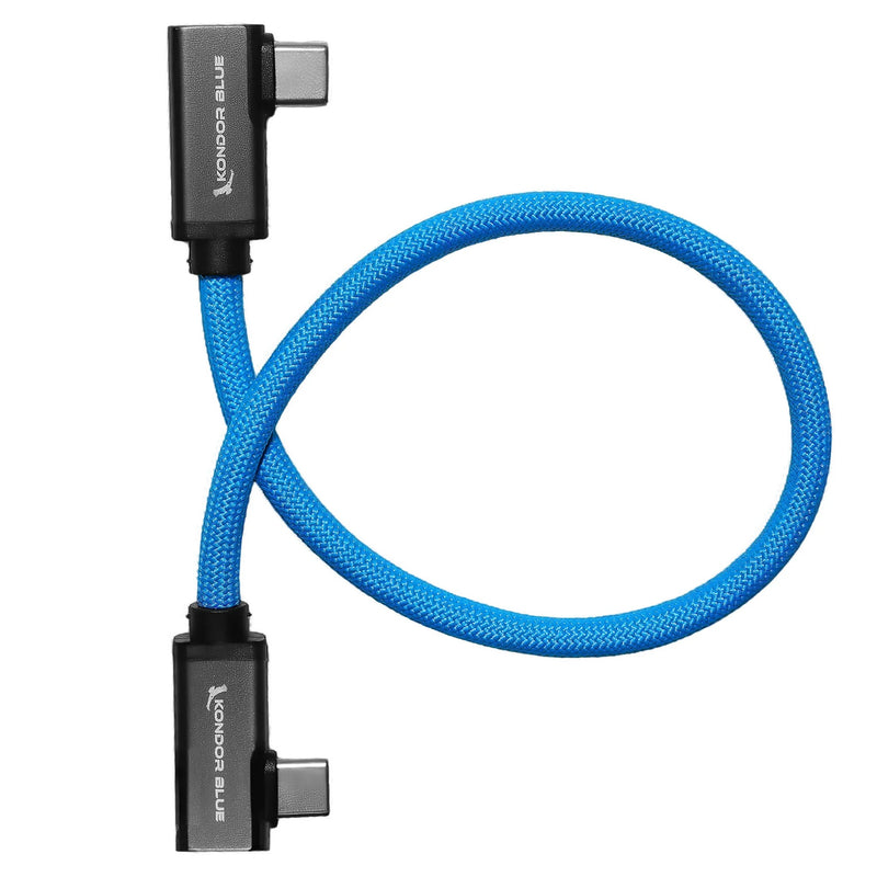 Kondor Blue Dual Right Angle USB Cable 12" Blue