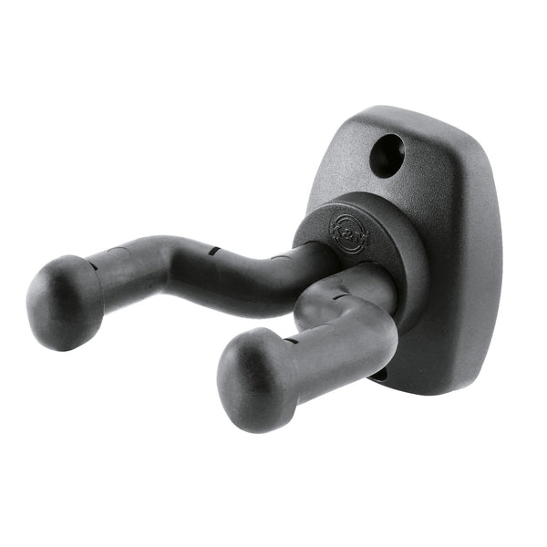 K&M 16250-Black Wall Mount Guitar Hook Front Facing Yoke