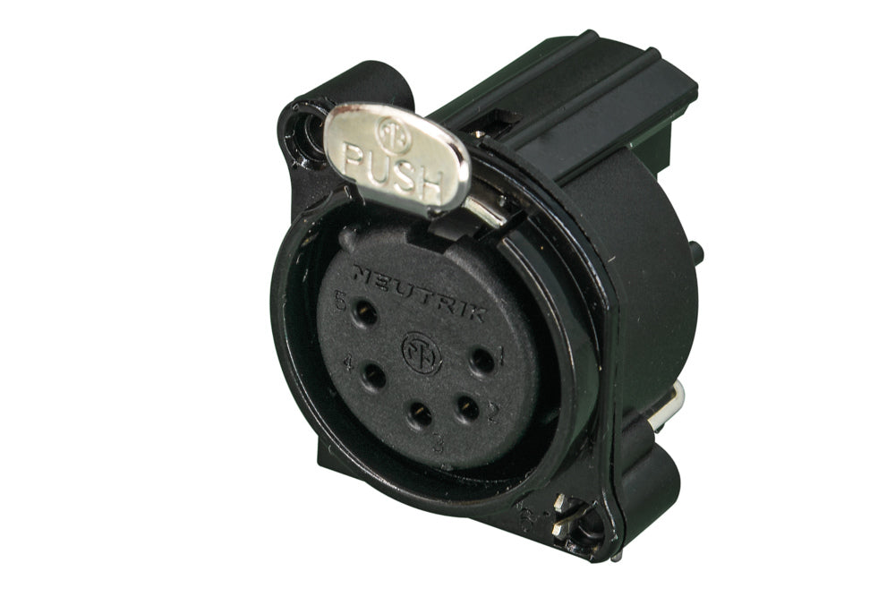 Neutrik 5-Pin Metal Black PCB XLRF - Iso Ground/Latch - H