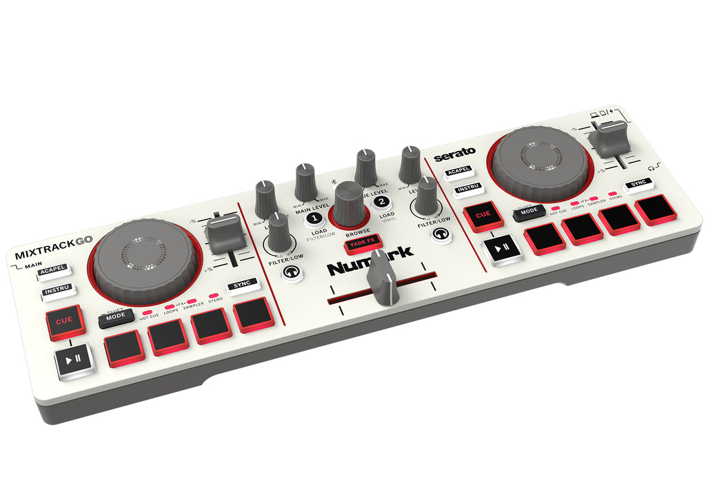 Numark Mixtrack Go Ultra-Portable 2-Deck Dj Controller Cream