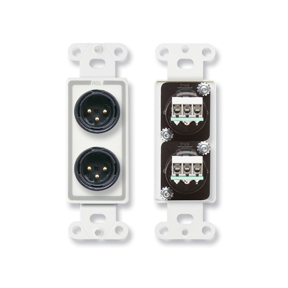 Connecteurs jack mâles doubles XLR 3 broches noirs RDL DB-XLR2M sur plaque D