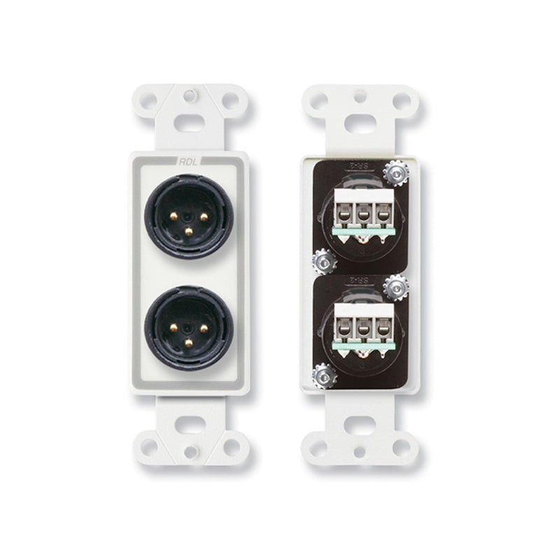 Connecteurs jack mâles doubles XLR 3 broches noirs RDL DB-XLR2M sur plaque D