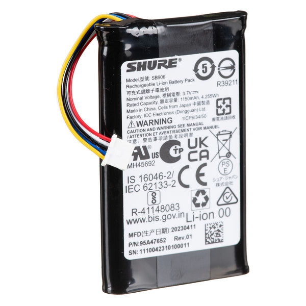 Shure SB906 Li-ion Rechargeable Battery For MXW1X/MXW6X