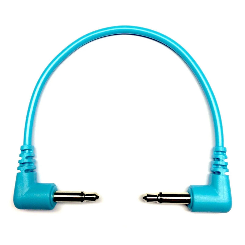 Tendrils Right Angled Eurorack Patch Cable 10Cm Cyan 6 Pack