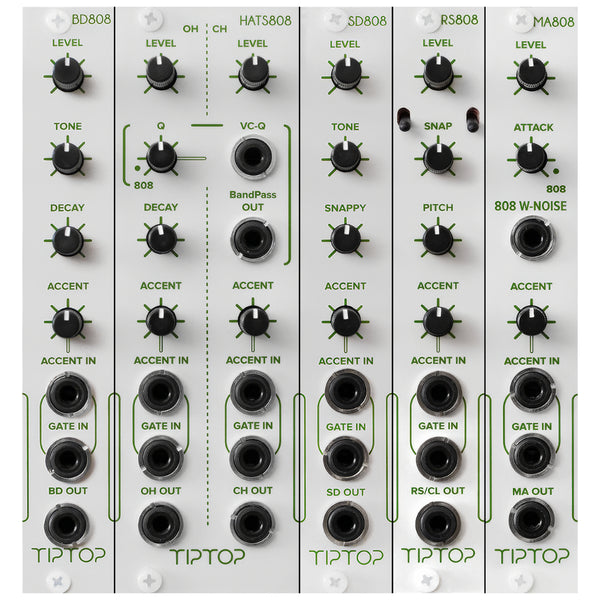 Tiptop 808 Bundle (MA808, BD808, SD808, HATS808, RS808)White