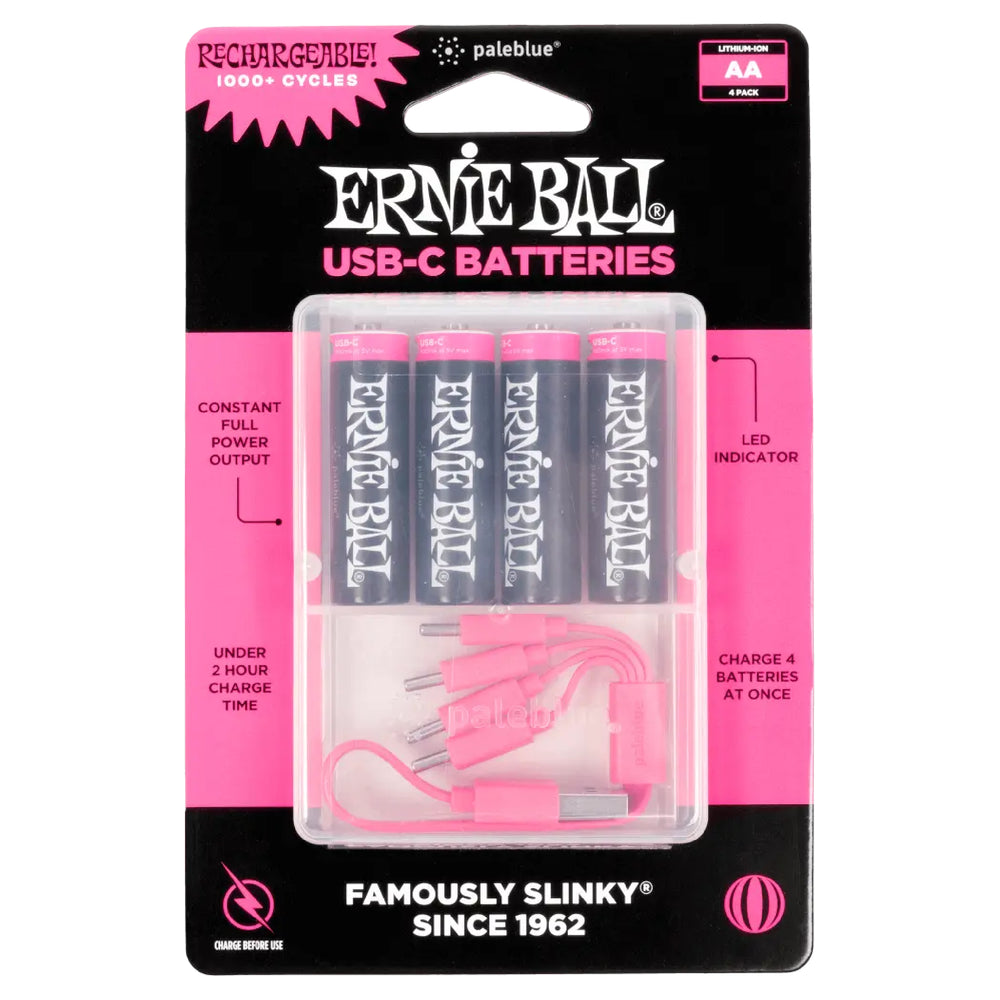 Ernie Ball USB-C Rechargeable AA Battery by Paleblue 4-pack