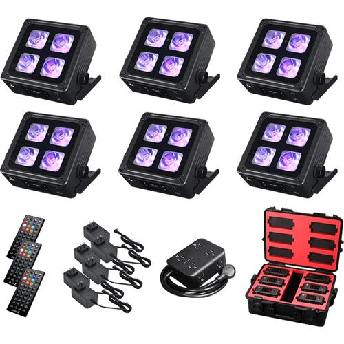JMAZ Mad Par 4IP RGBWA+UV Battery LED Light 6-Pack