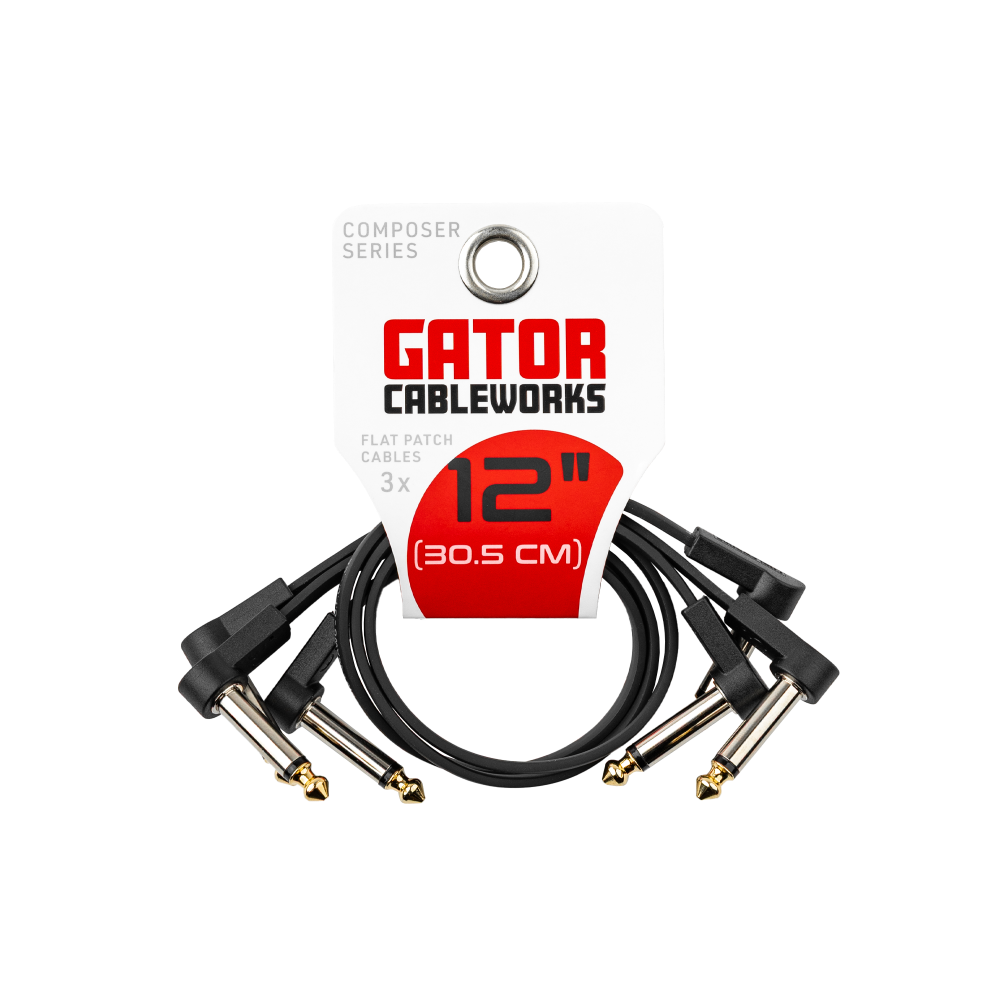 Gator GCWC-FPC12-3PK Flat Patch Cable Right Angle 3Pk 12In