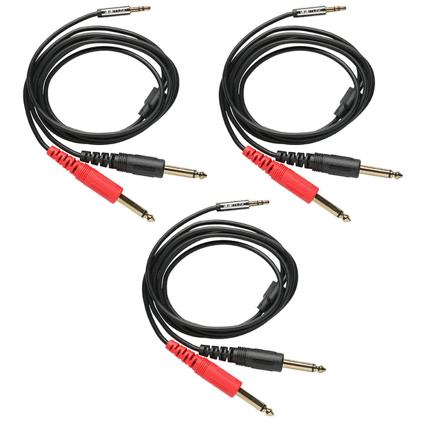 1010MUSIC 3.5 MM MALE TO 6.35MM MALE BREAKOUT CABLE 3 PACKS
