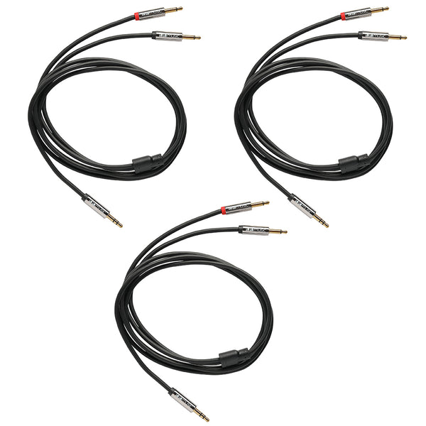 1010Music 3.5 MM Male To Male Breakout Cable 3 Pack