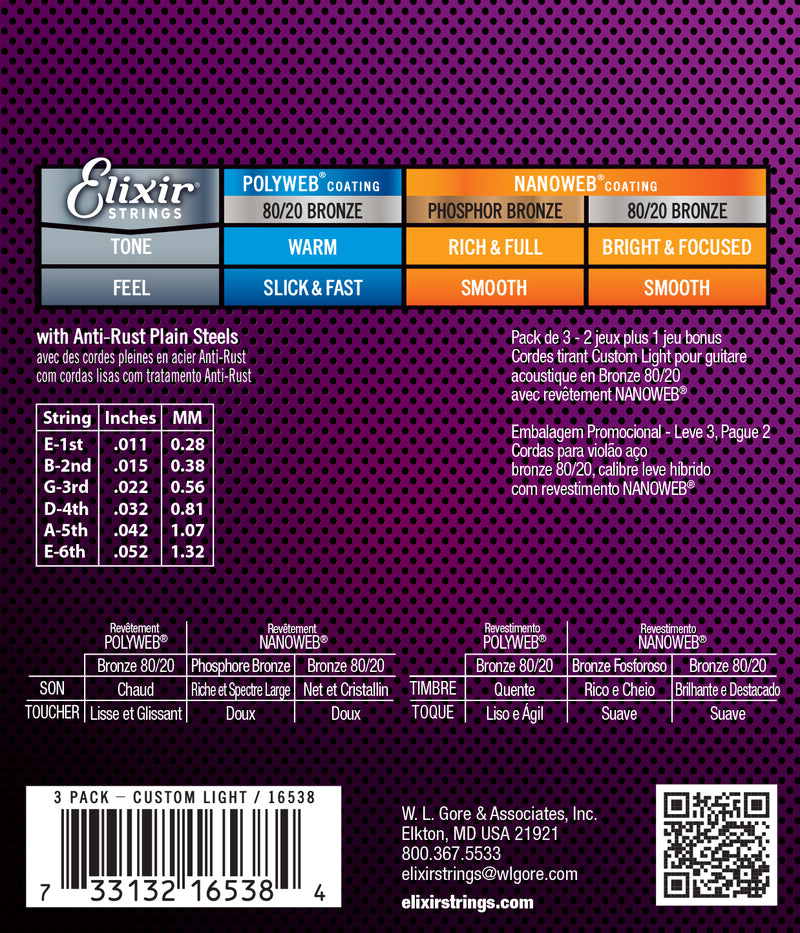 ELIXIR 2-1ACOUS 80 20 BR NW COATING 11027 3 PACKS