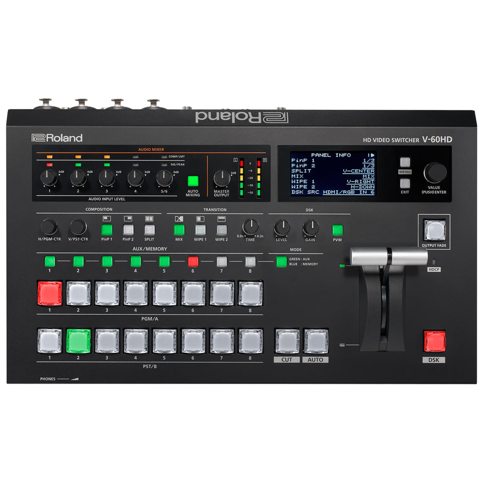 HD Video Switcher with SDI and Scaled HDMI Inputs, 18-channel Audio Mixer with Effects, Wireless Tally System, and Remote Operation