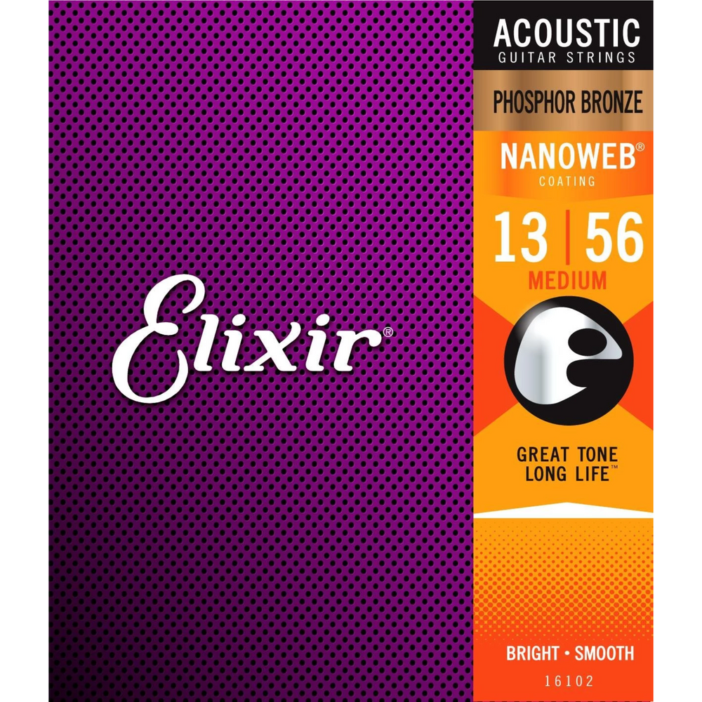 Elixir 16102 ACOPHBR-NANOWEB-6STR-MD Gauge .013 - .056