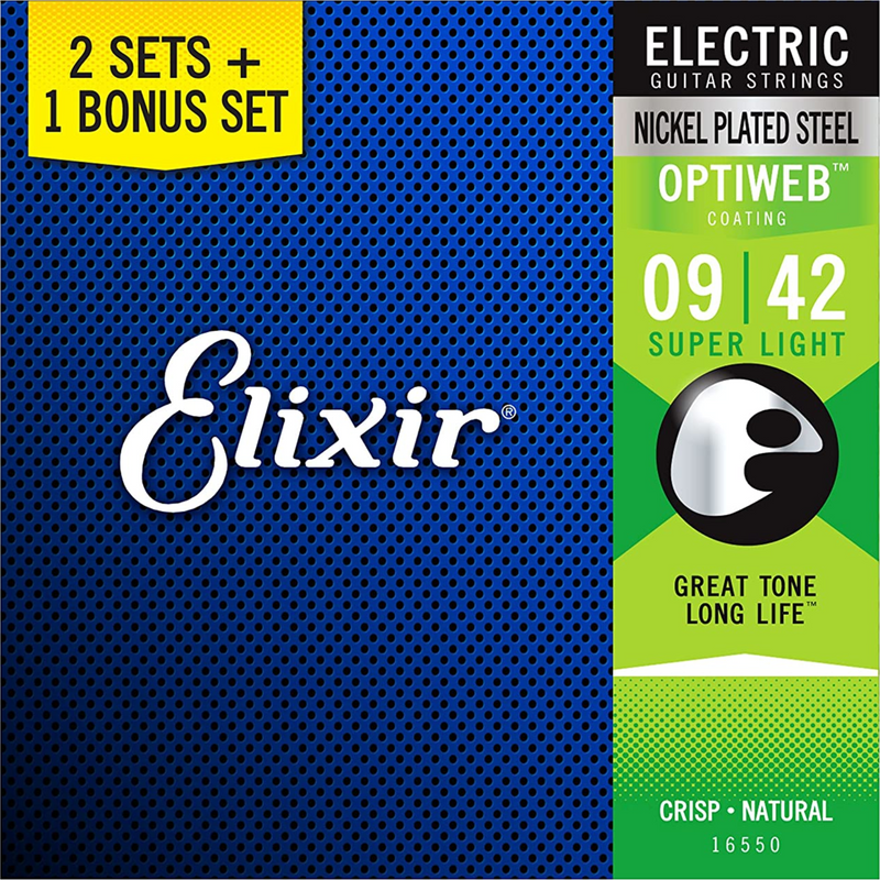 Elixir 16550 Electric Nickel Plated Steel W Optiweb Coating