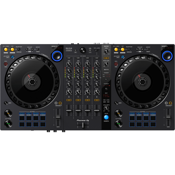 4-deck DJ Controller with 2 Track Playback Decks, 2 Sample Playback Decks, and Built-in USB Audio Interface